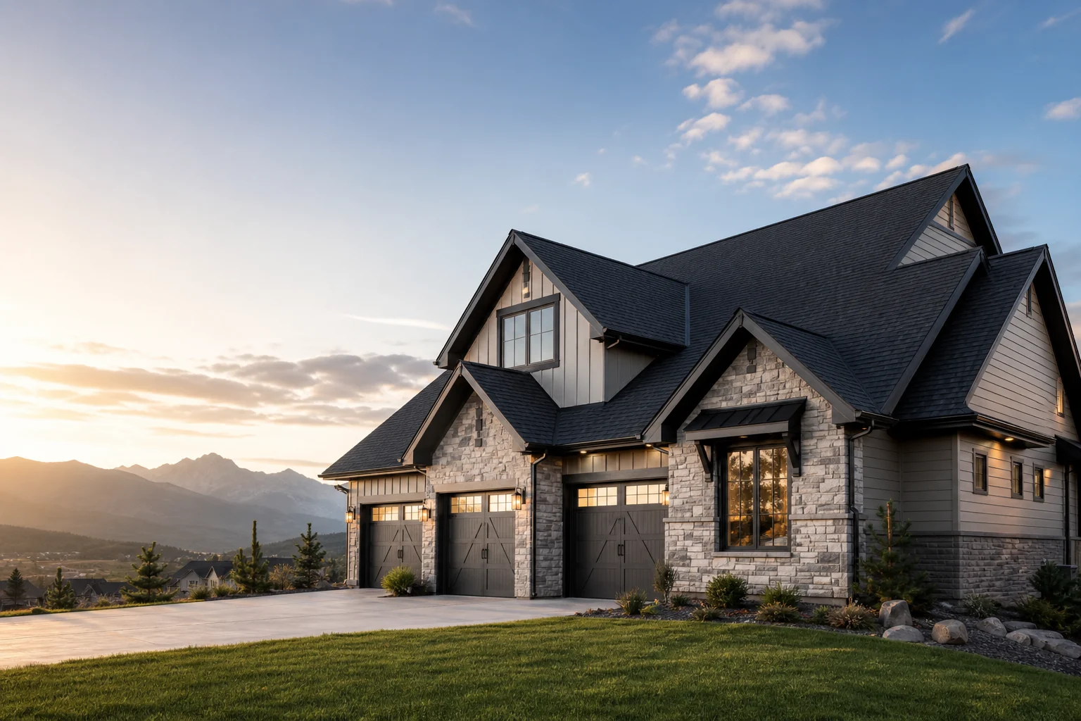 A residential home with a finished roof system