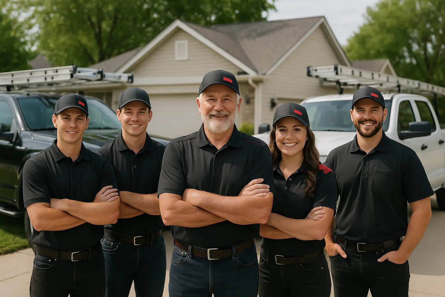Hahn Roofing crew working on a residential roof